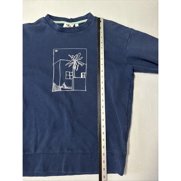 Adidas Summer Club Blue Graphic Pull Over Sweatshirt Men's Sm Athleisure Active - Picture 8 of 9